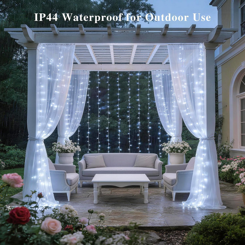 JMEXSUSS 200 LED Curtain Lights Battery Operated & USB Plug in