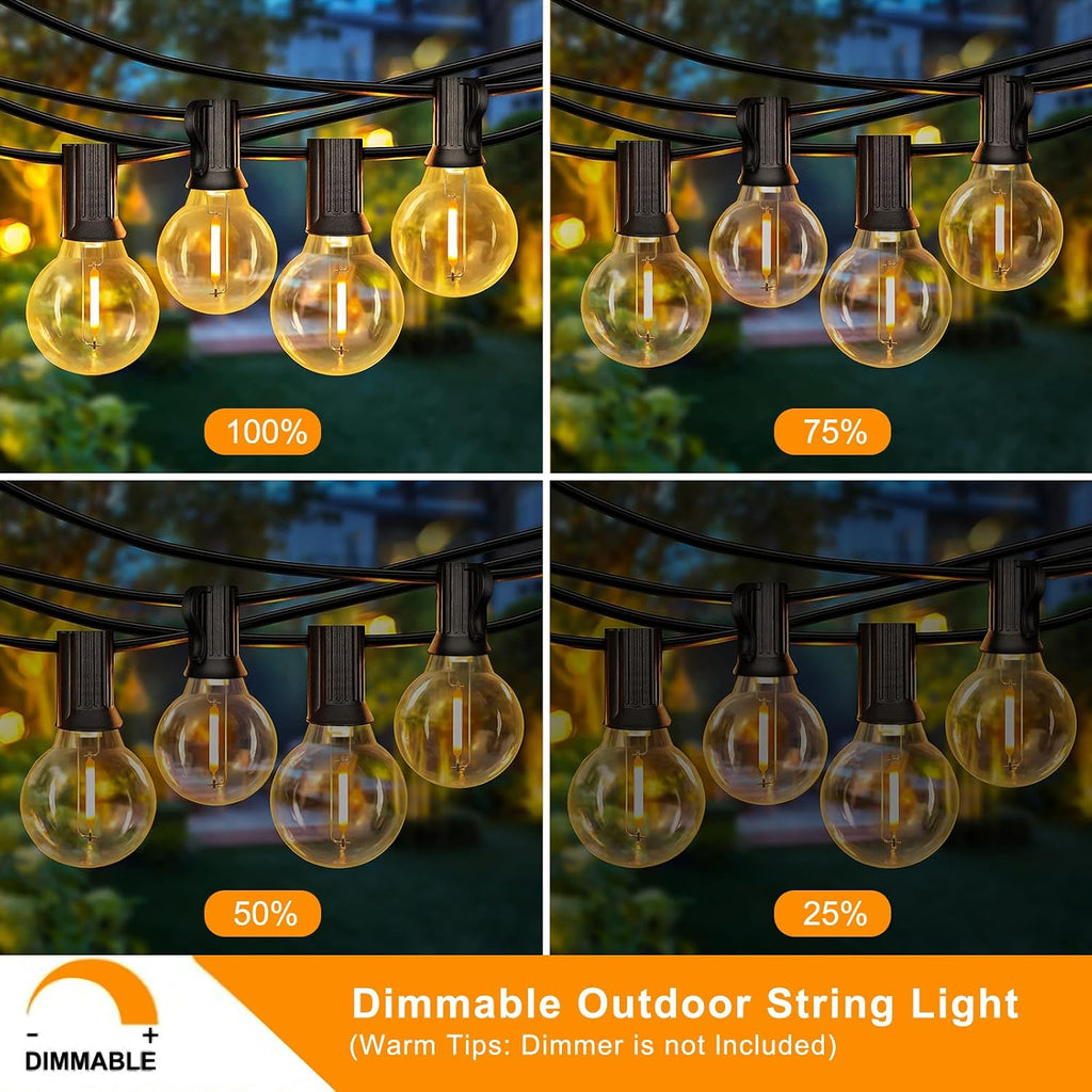 GvvooHome Outdoor String Lights, 25FT G40 LED Waterproof Patio Lights