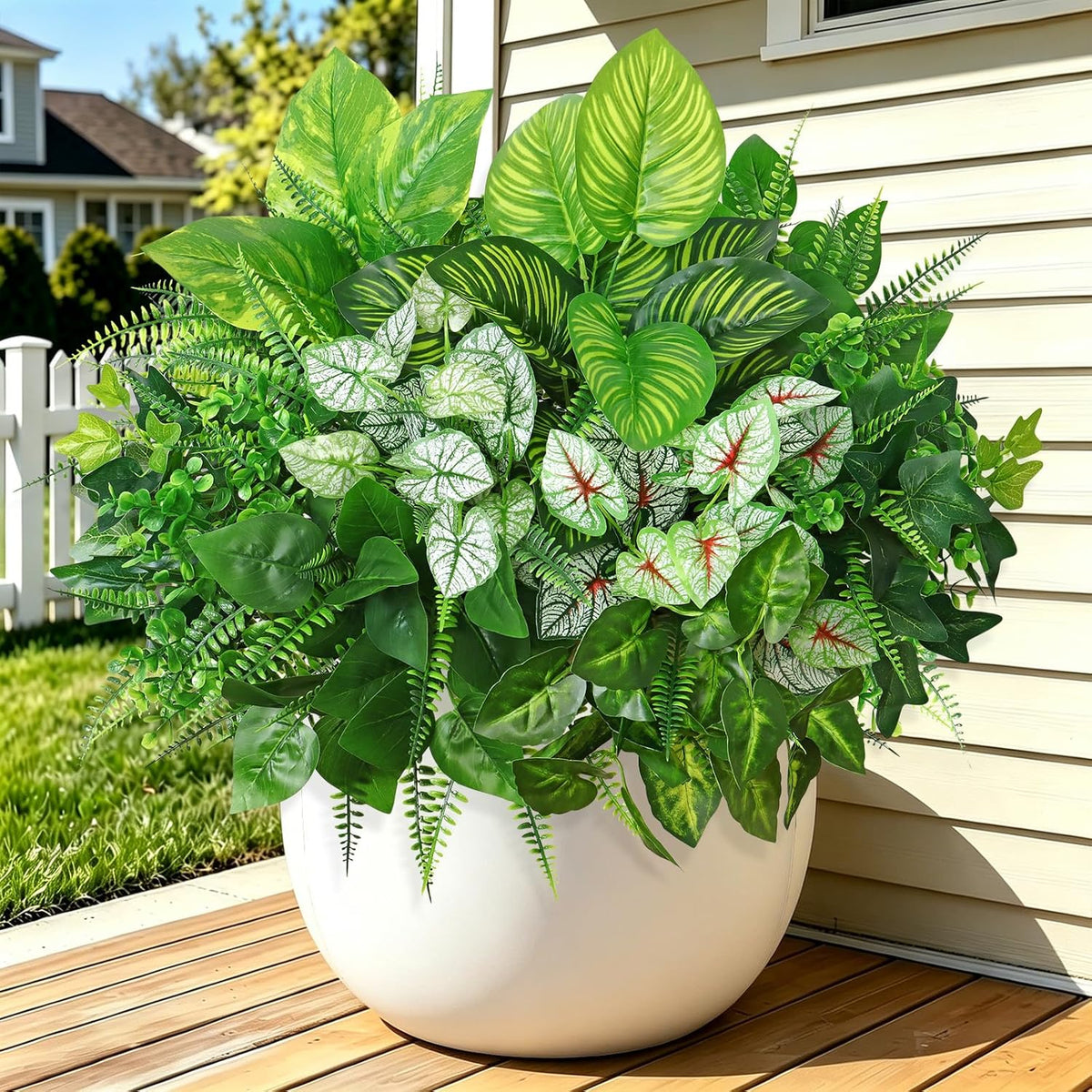 12 Bundles Artificial Plants for Indoor Outdoor UV Resistant Faux Plants