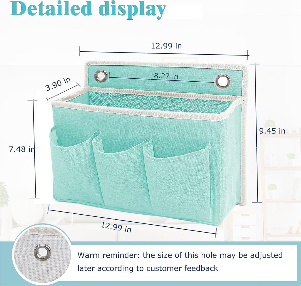 2-Pack Wall Hanging Organizer Bag/Hanging Baskets with Large Mesh Compartment & 3 Pockets，Over the Door Organizer Space Saving Storage for Bedroom,RV Camper, Closet (Green -2 Pack)