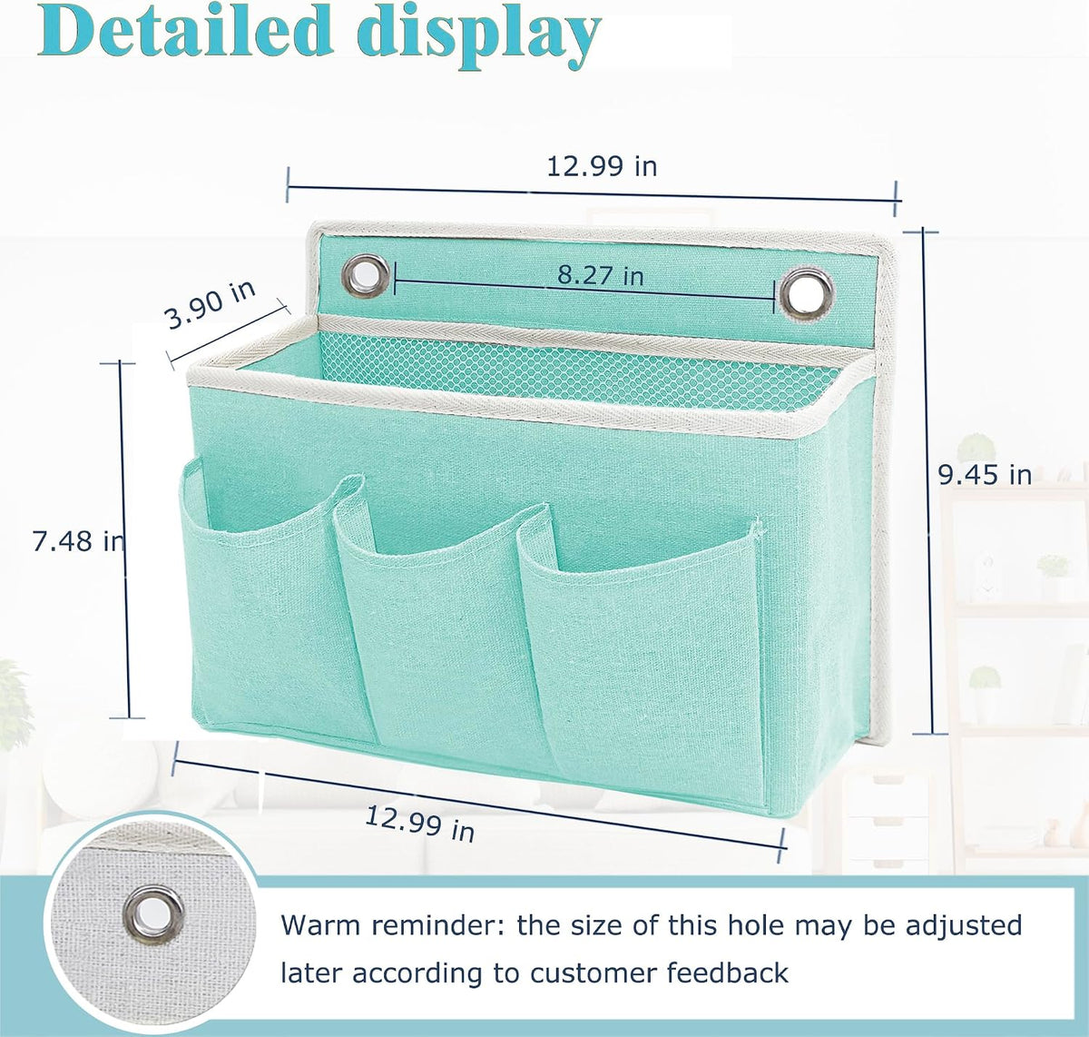 2-Pack Wall Hanging Organizer Bag/Hanging Baskets with Large Mesh Compartment & 3 Pockets，Over the Door Organizer Space Saving Storage for Bedroom,RV Camper, Closet (Green -2 Pack)