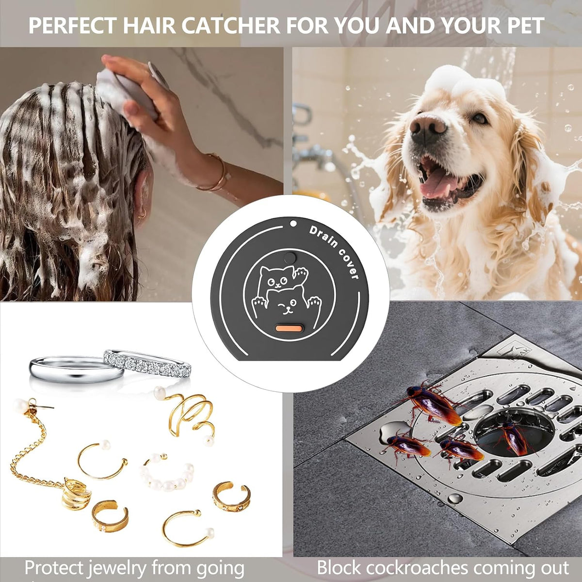 2-in-1 Shower Drain Hair Catcher & Bathtub Drain Hair Catcher