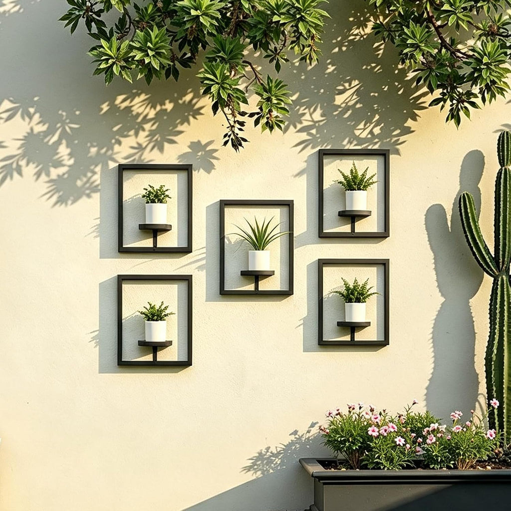 Floating Shelves Plant Stand Indoor Set of 3, Wall Planters to Hold Large Pots - Premium Metal Hanging Plant Holder for Indoor Outdoor Decor