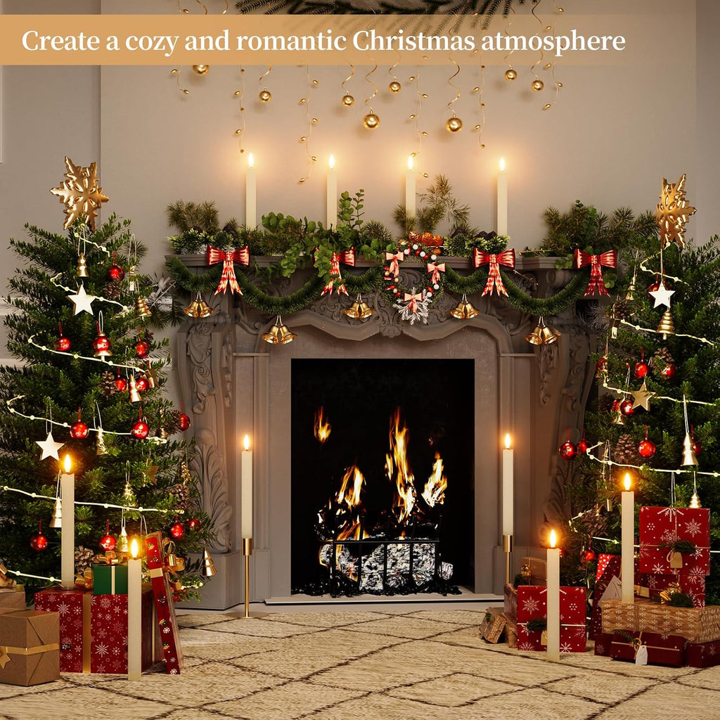 Rechargeable Flameless Taper Candles with Remote Real Wax Ivory 2Pcs