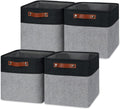 Temary Storage Baskets Fabric Storage Cubes 4 Pack Basket for Organizing, Collapsible Cloth Baskets with Handles for Shelves, Closet (Black&Gray)
