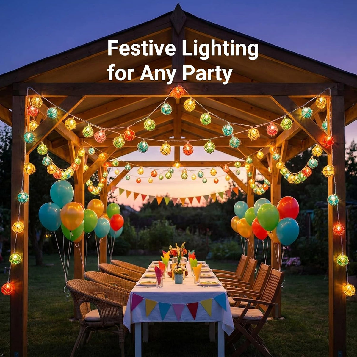 Brillarlights Tiki Lights Nautical Fishing Float Buoy String Lights, 9.8FT 10 Multicolor Mini Lantern Buoy Lights Plug in, UL Listed Connectable for Tiki Bar, Beach, Patio, Deck Decor
