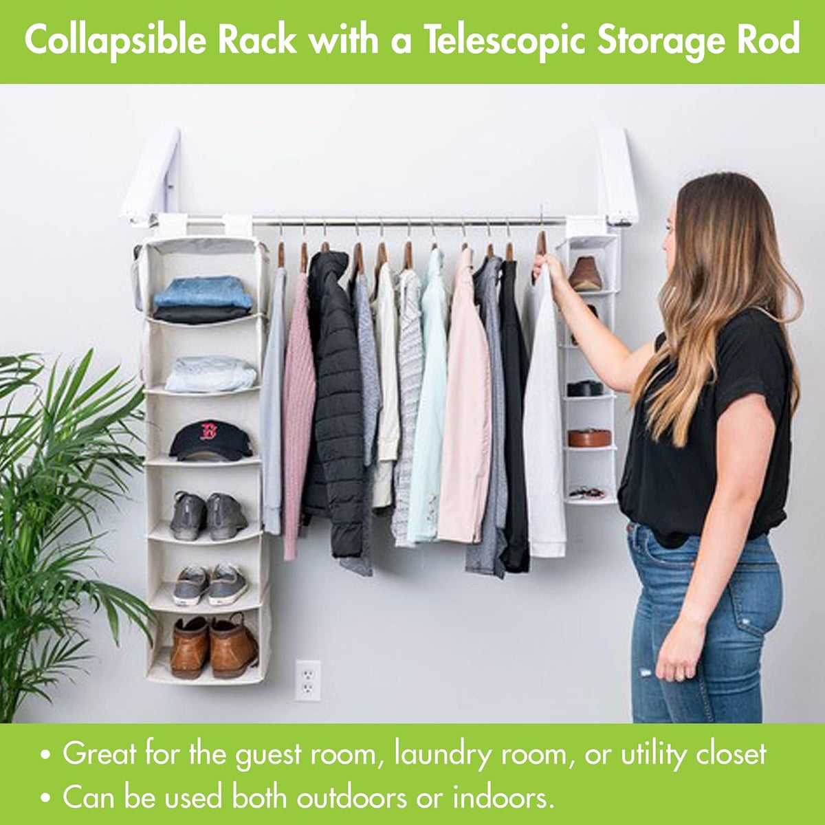 QuikCLOSET Wall Mounted Drying Rack - 36–60" Telescopic & Foldable