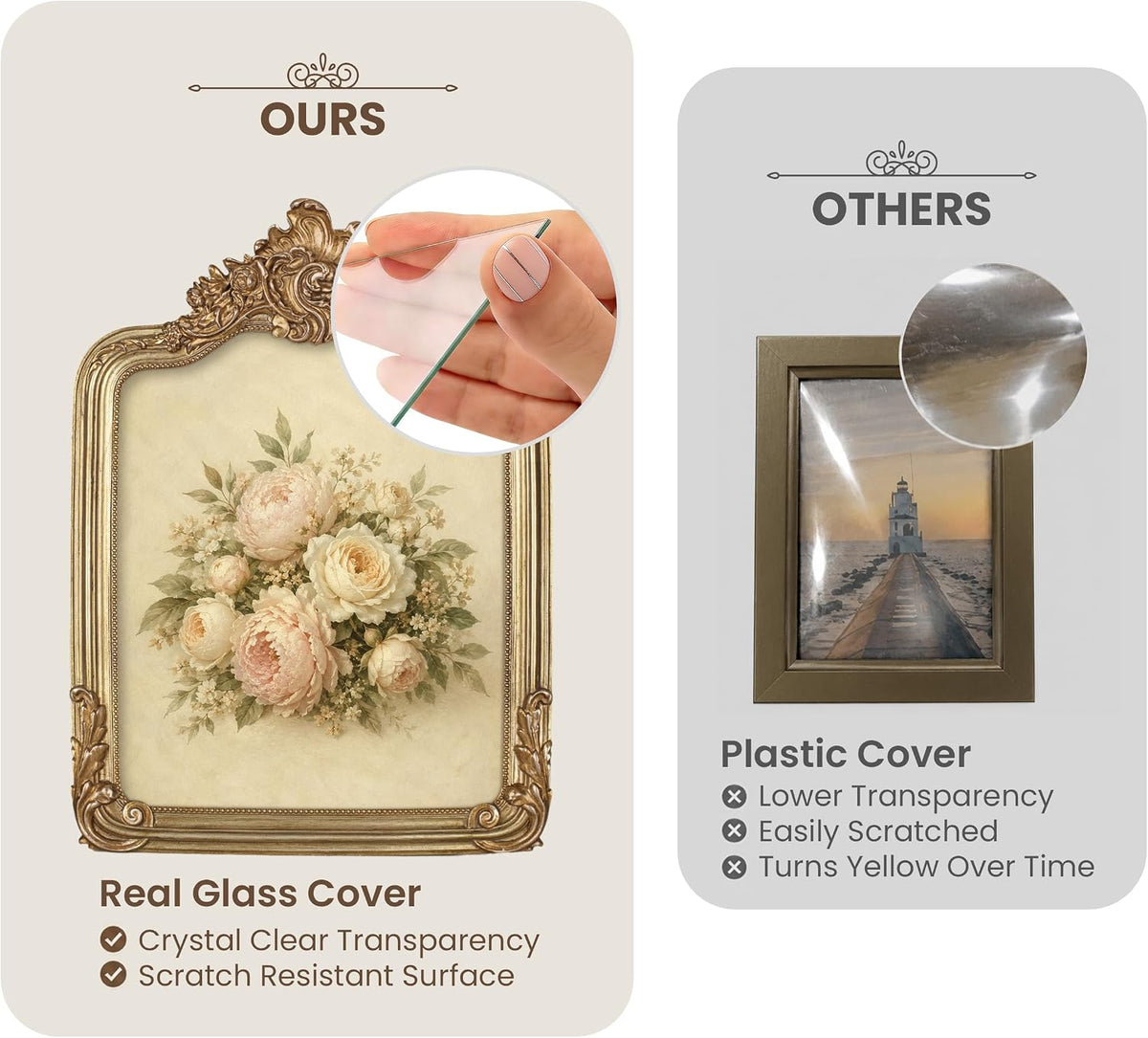 AELS 8x10 Inch Vintage Picture Frame, Elegant Antique Photo Frames with Glass Front, Photo Display, Tabletop Wall Hanging, Gift Ideas, Gold
