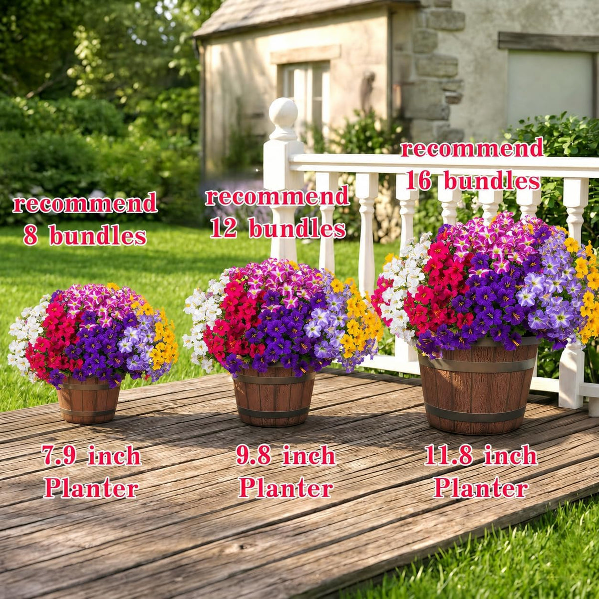 Artificial Petunia Flowers Outdoor, 12 Bundles UV Resistant Faux Plants