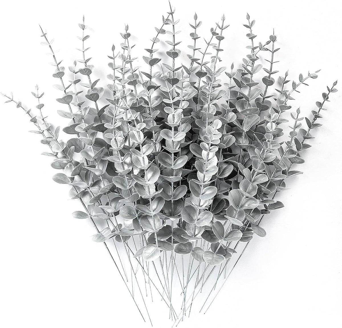 RECUTMS 36Pc Artificial Silver Eucalyptus Leave Stems 14.6in Christmas Pick