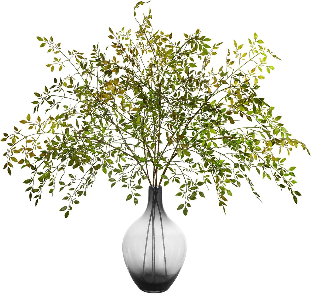 Ttranewsoo 4Pcs Artificial Greenery Stems, 43.3" Nandina Branches Tall Faux Plant Stems for Vase, Greenery Decor Stems Leaves Bunches for Shop Garden Office Home Décor,Orange
