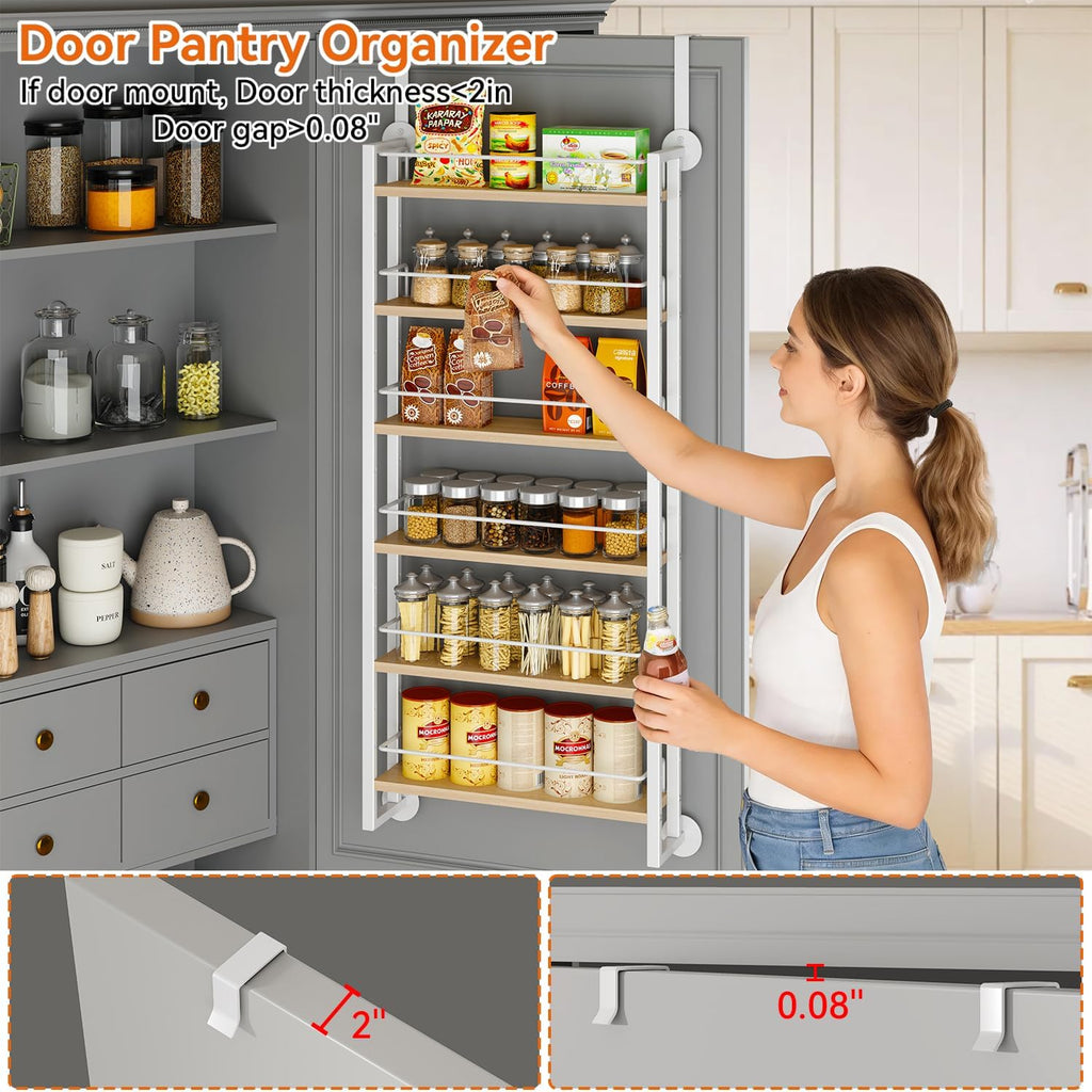 IBUYKE Over the Door Spice Organizer,Door or Wall Mount,Natural TLJ028R