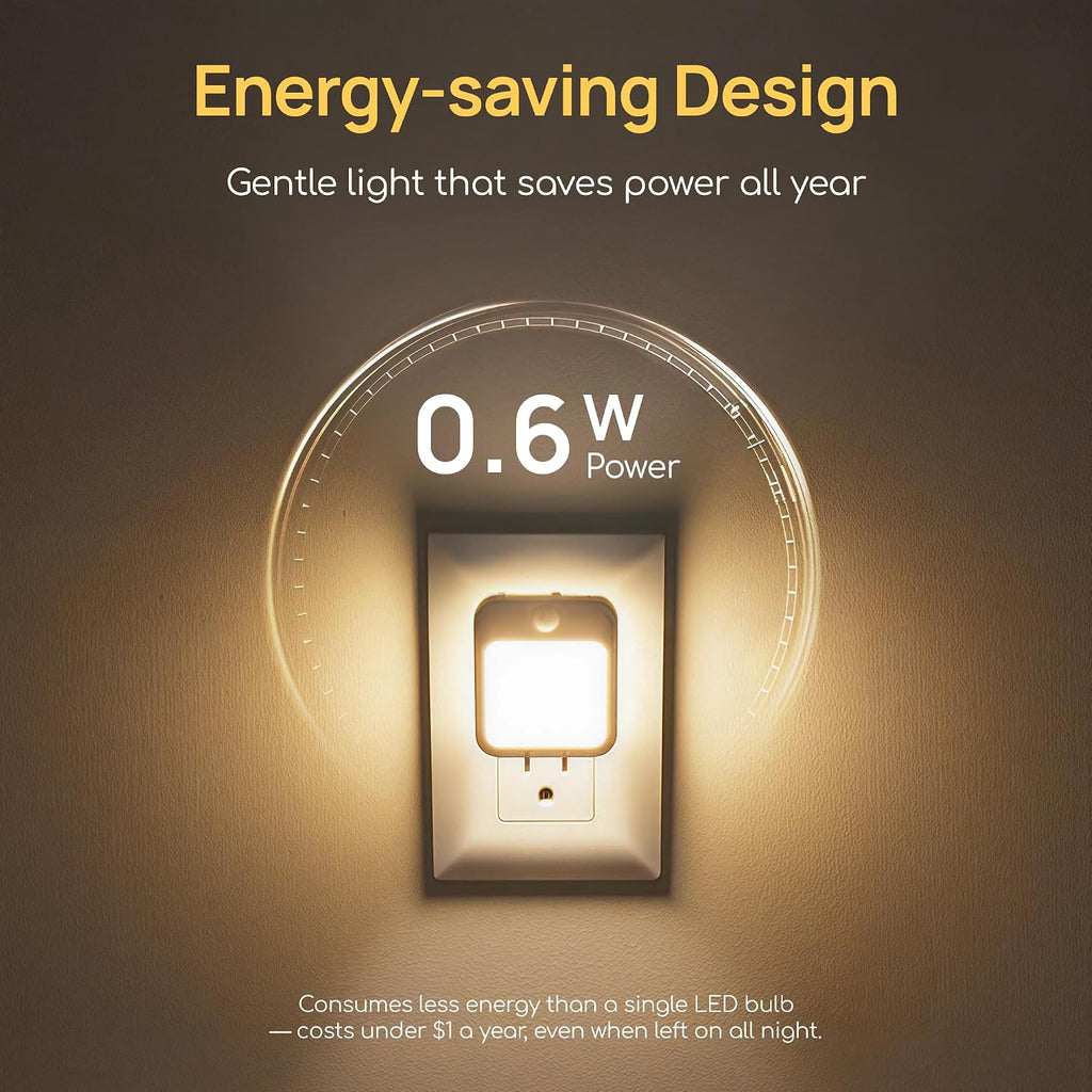 Plug in LED Night Light with Automatic Motion Sensor, Warm White, 6-Pack