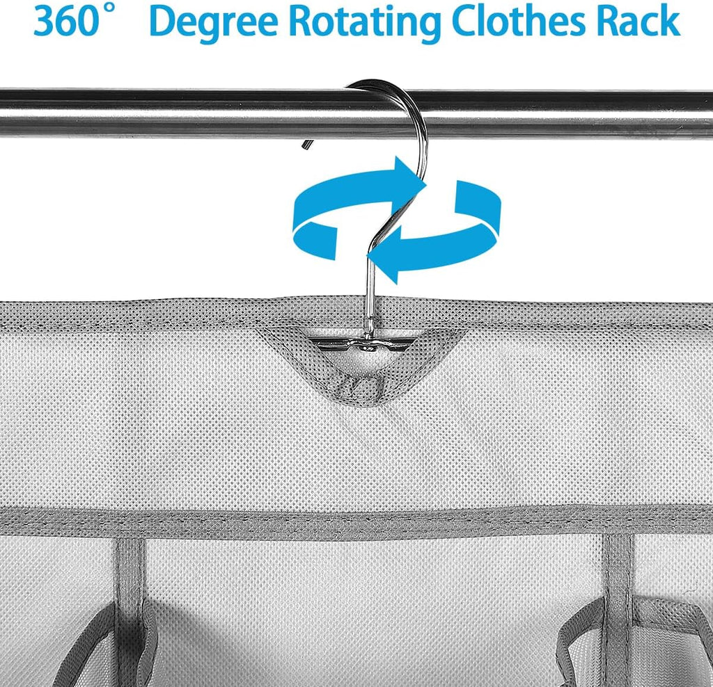 1Pc 30 Large Pockets Dual Sided Hanging Shoe Organizer for Closet Shoe Storage Shelves with 360 Rotating Hanger Space Saving Storage Bag Hanging Shoe Rack for Bedroom Laundry Room,Gray