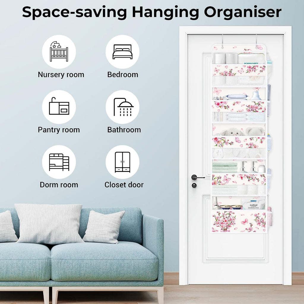 Clastyle Over the Door Organizer Diaper Toy Nursery Hanging Shelf, Flower