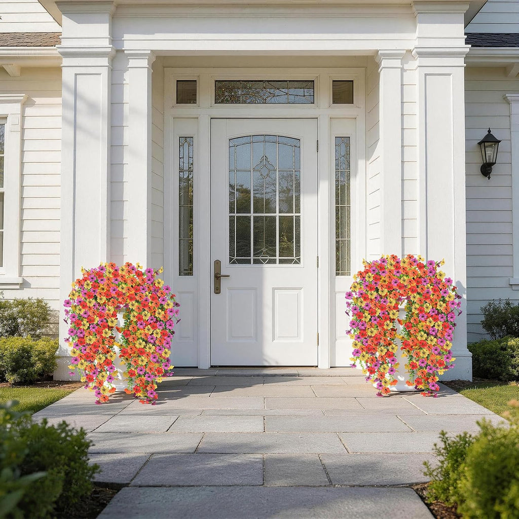 12PCS Artificial Hanging Flowers for Outdoors, Faux Silk Artificial Flowers for Outdoors, UV Resistant Fake Flowers, No Fade Trailing Greenery, Decor for Home Porch Patio Balcony Garden Yard
