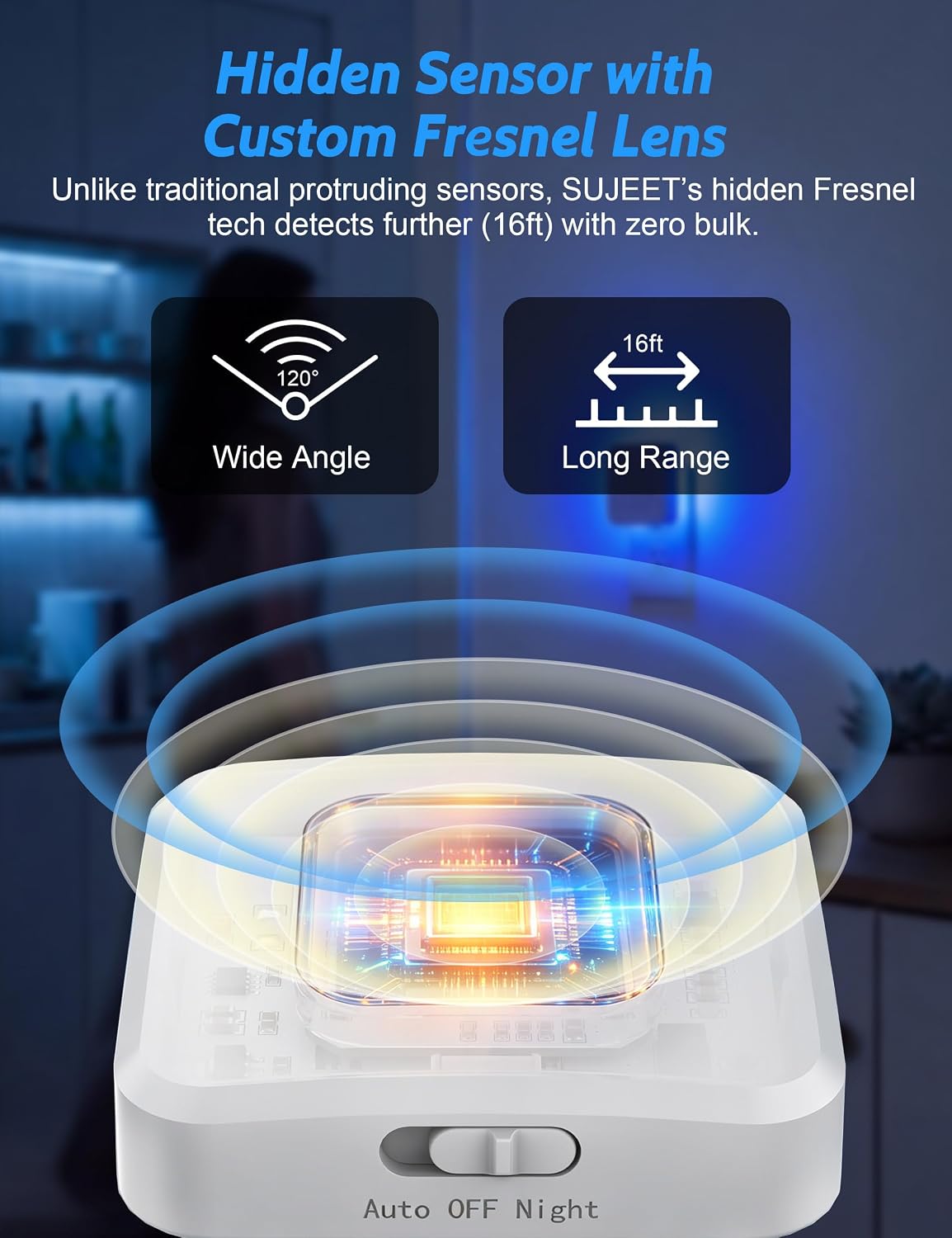 Sujeet Plug-in Motion Sensor Night Light, Blue & 2700K Warm White, 4 Pack