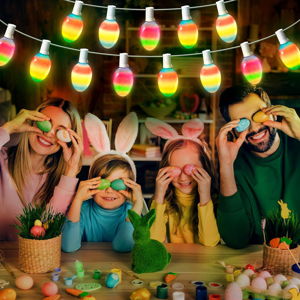 Enhon 1 Pack Easter Egg String Lights, 10.5FT Multi-Color Pastel LED Egg Lights, End-to-End Connectable String Light for Indoor & Outdoor Easter Party, Fireplace, Mantel, Entrance Decor