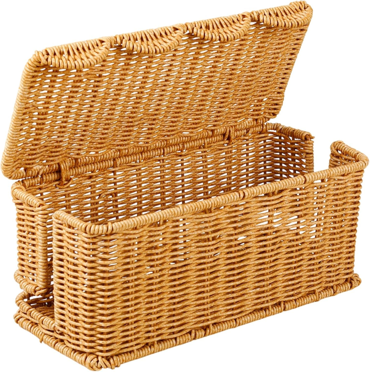 Plastic Rattan Cable Management Box Handmade,Scalloped Cord Hide Basket