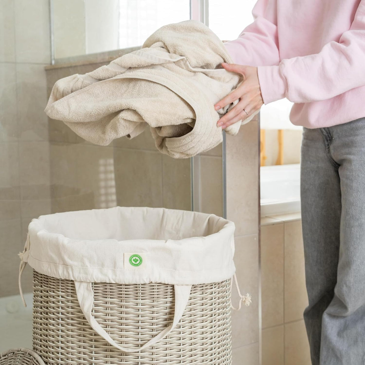 Heavy Duty Laundry Hamper Bags - Extremely Sturdy, Durable Canvas Replacement Laundry Hamper Liner - Works for Round & Square Hampers with Drawstring Closure (3 Pack)