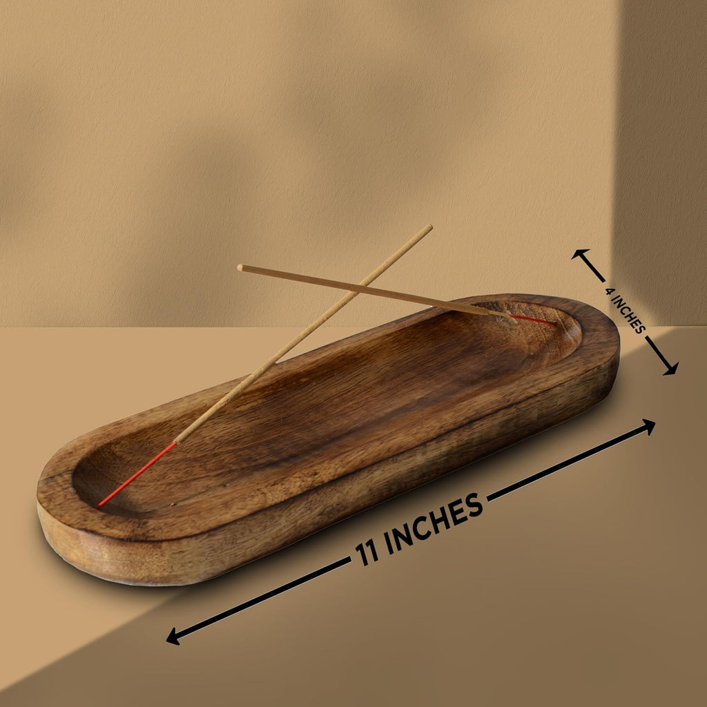 raajsee Wooden Brown Incense Holder -Incense Burner Holder –Ash Catcher - Incense Stick Holder - Meditation & Yoga - Great Gift for Any Occasion Size 11x4 inch