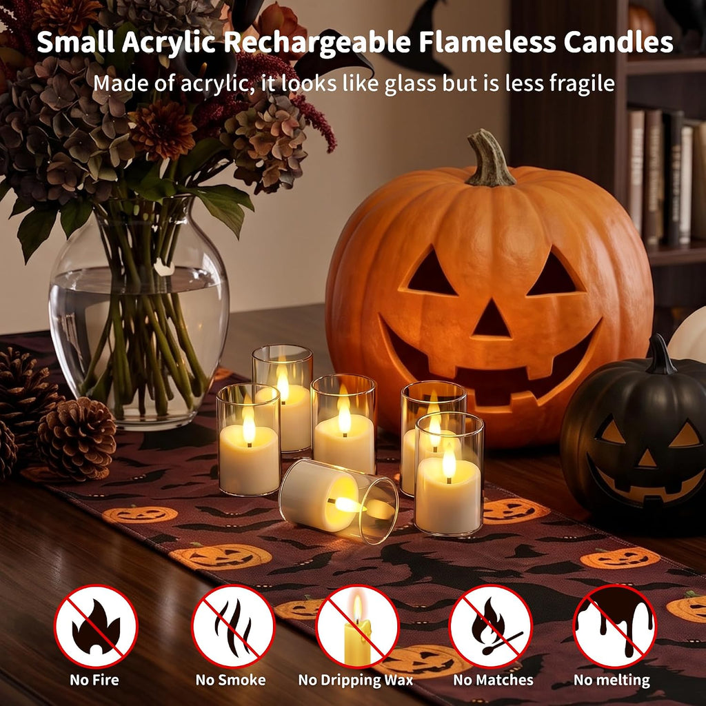 Small Rechargeable Flameless Tea Lights Candles with Timer Remote
