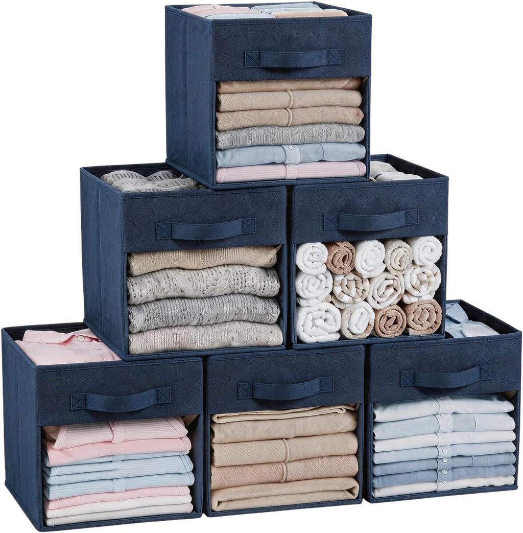 ShellKingdom Storage Bins, Foldable Fabric Storage Cubes with Clear Window