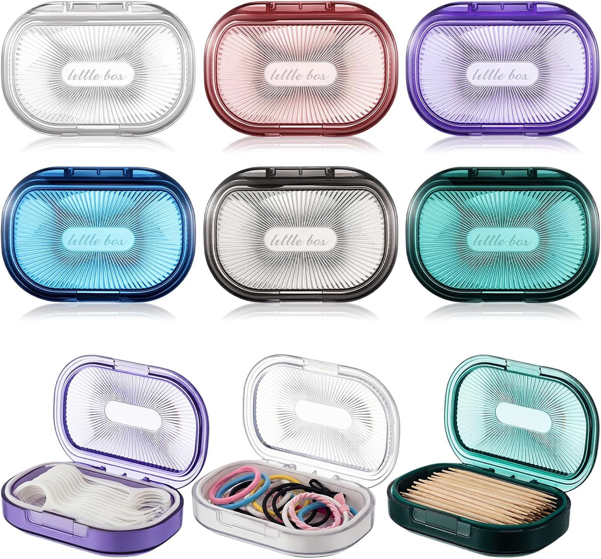 Kigley 6 Pcs Travel Swab Container with Lid,6 Colors, 3.9 X 2.76 Inch
