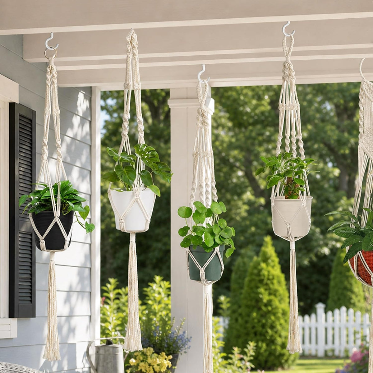 Laerjin 6 Pack Macrame Plant Hangers, Hanging Planters for Indoor Plants