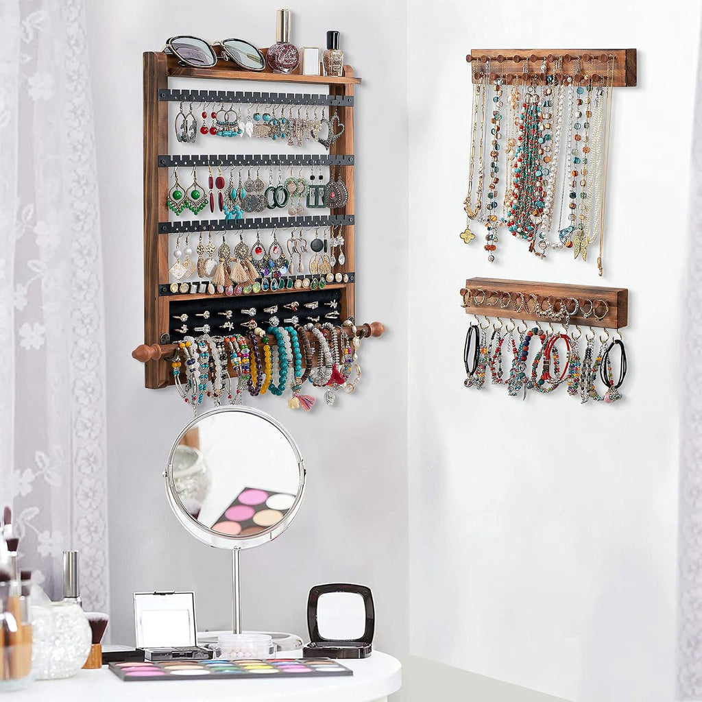 3Pcs Wood Earring Organizer,Wall Jewelry Organizer,Jewelry Storage