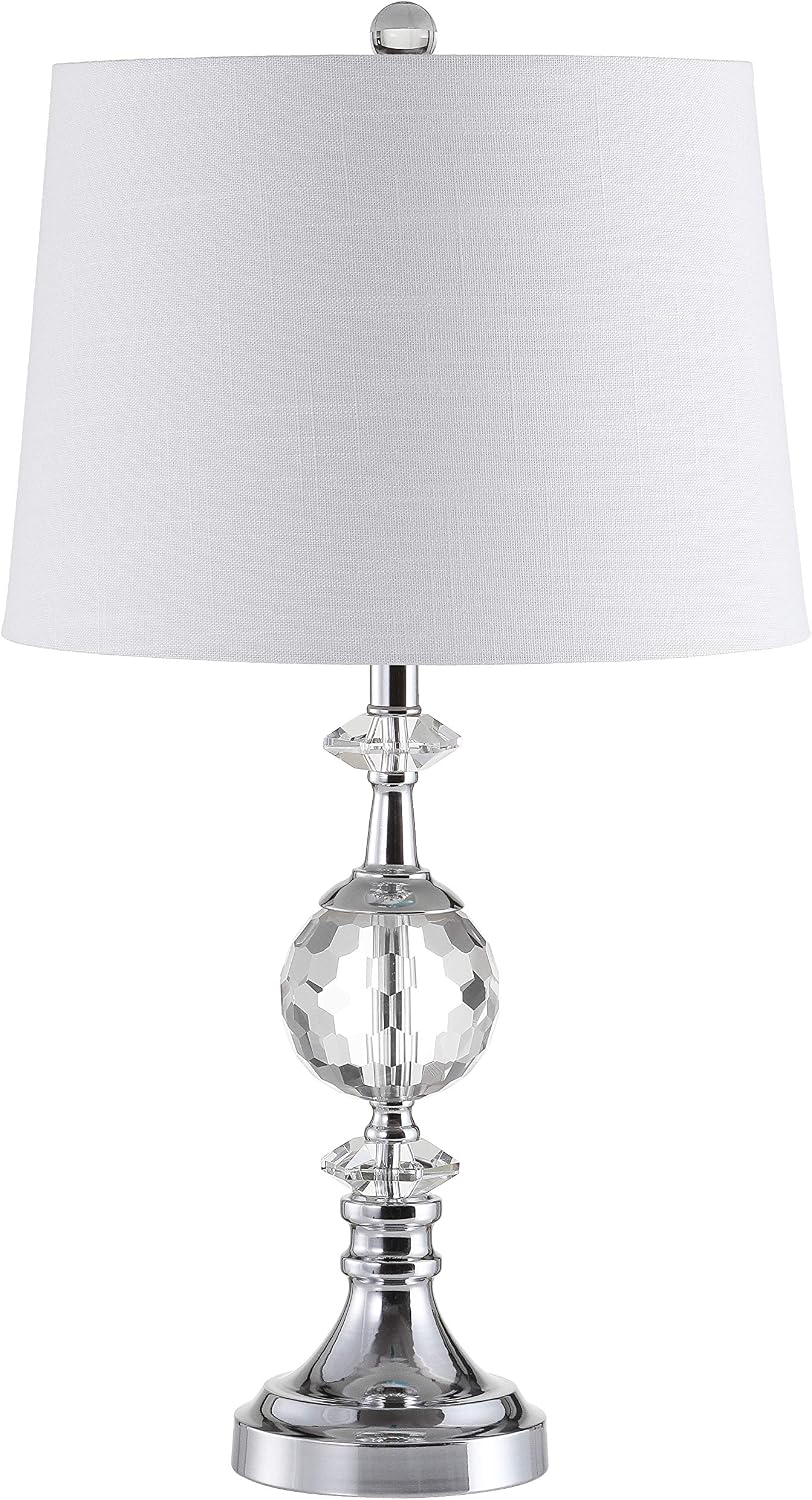 JONATHAN Y Channing Table Lamp 25.5" Crystal and Metal, Clear/Chrome