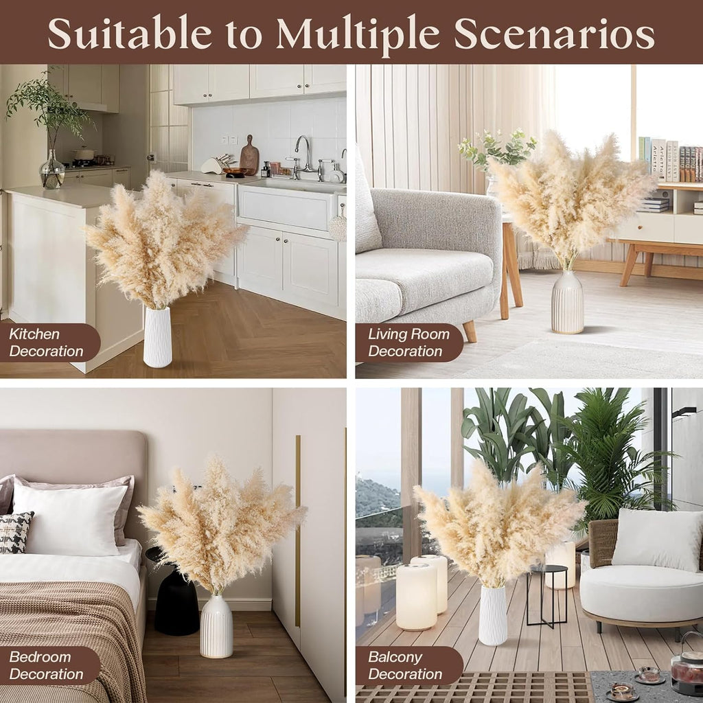 Pasuvsigt 12Pcs 40 Inch Dried Pampas Grass Fluffy Stem Home Wedding Decor