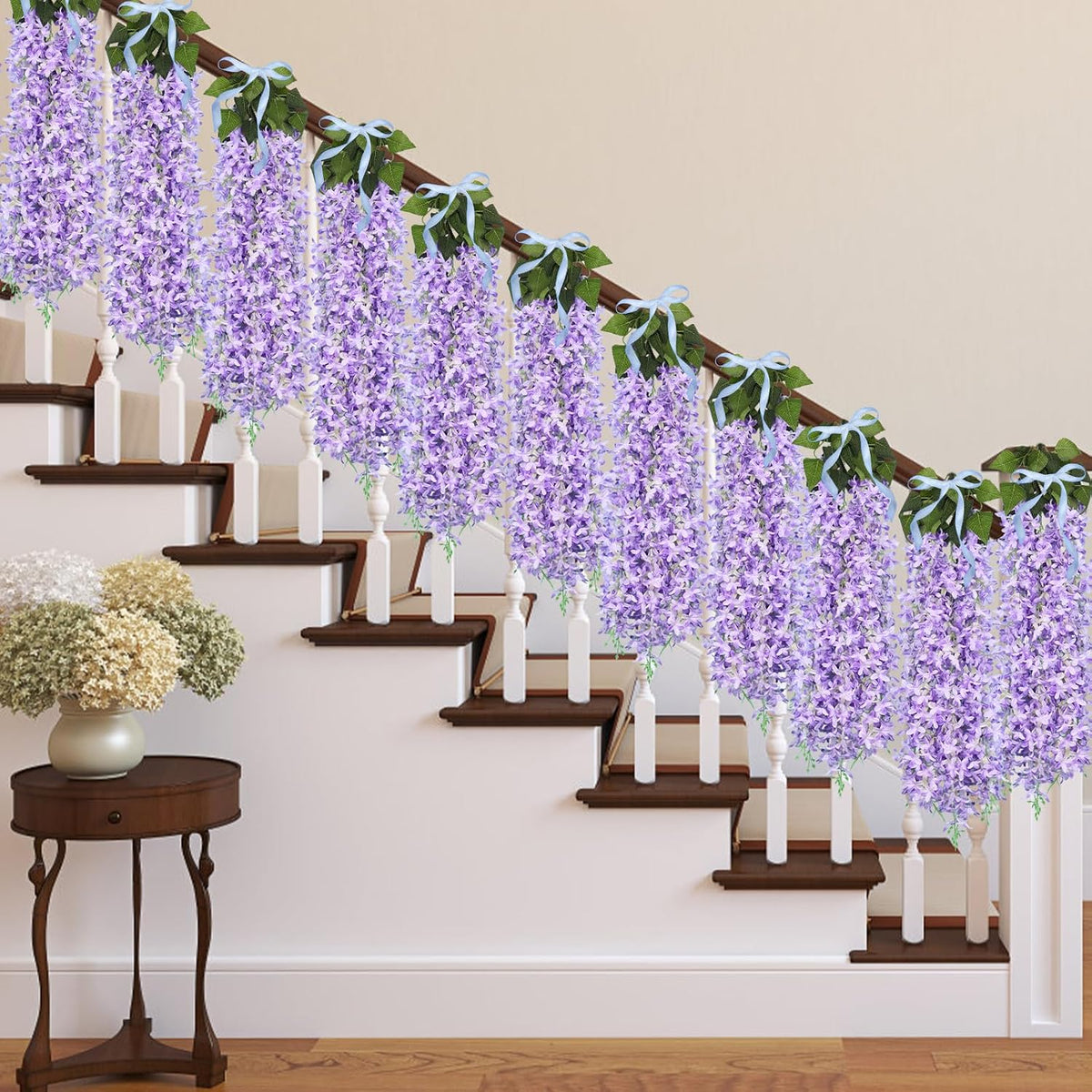 RECUTMS Artificial Lilac Flowers Garland 6Pc 33.5in Hang Silk Purple Floral