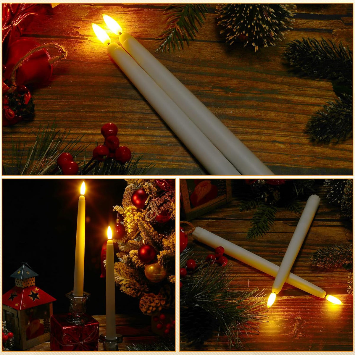 Baquler 50 Pcs Flameless Taper Candles Bulk Battery Operated, 9.7 Inch