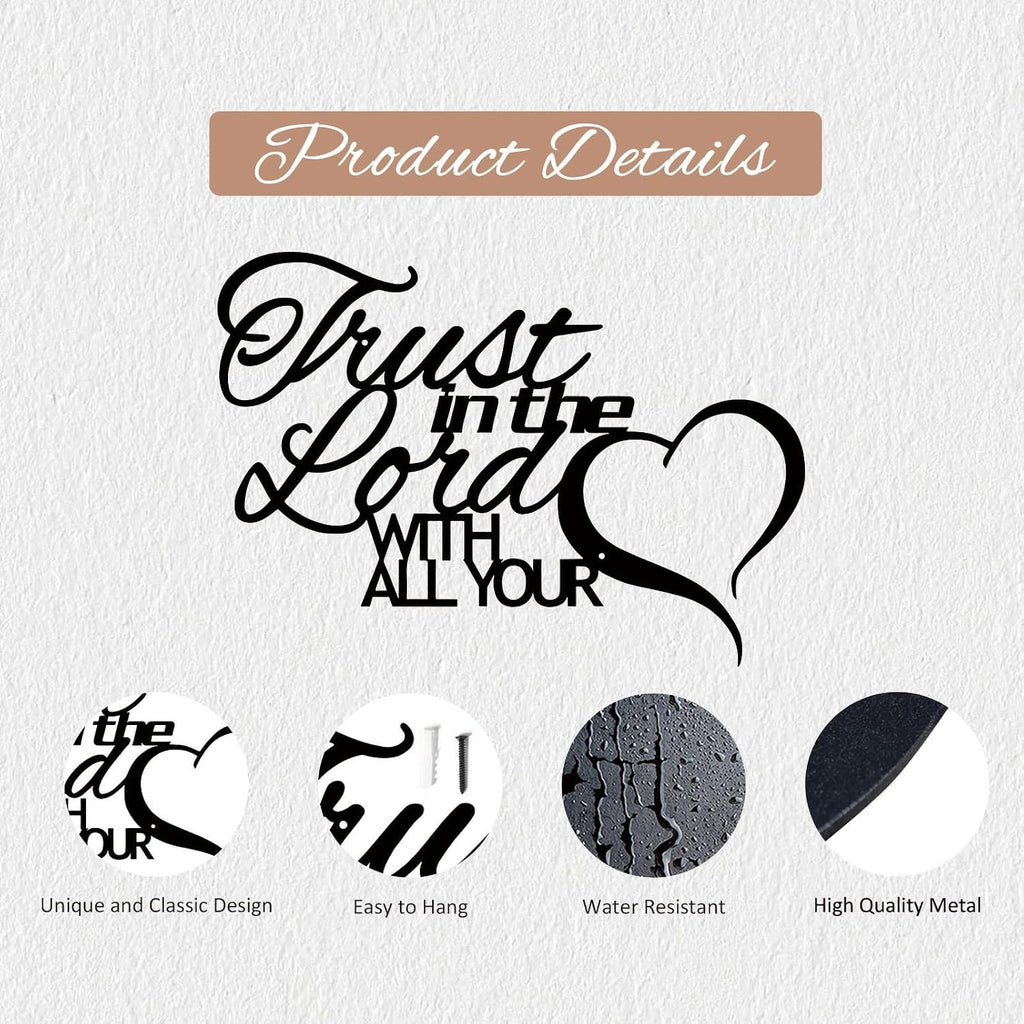 ESTART Trust in the Lord with all Your Heart Metal Wall Decor Sign