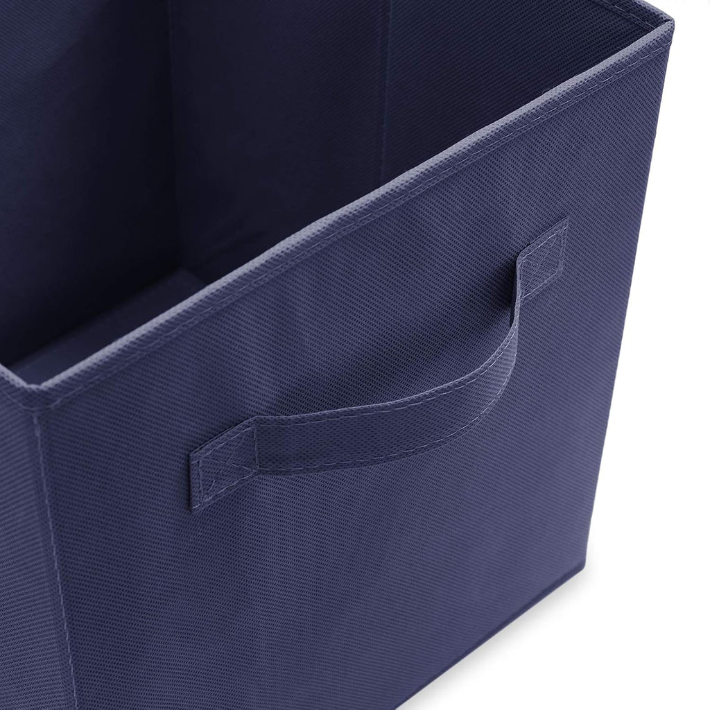 Casafield Set of 6 Collapsible Fabric Cube Storage Bins, Navy Blue - 11" Foldable Cloth Baskets for Shelves, Cubby Organizers & More