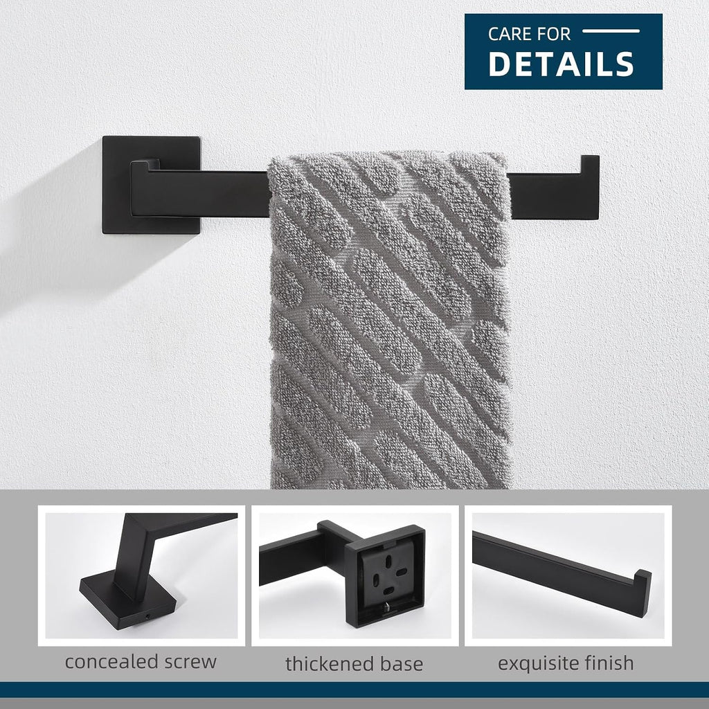 Angle Simple Bathroom Towel Holder Matte Black, 10.24-Inch Hand Towel Rack