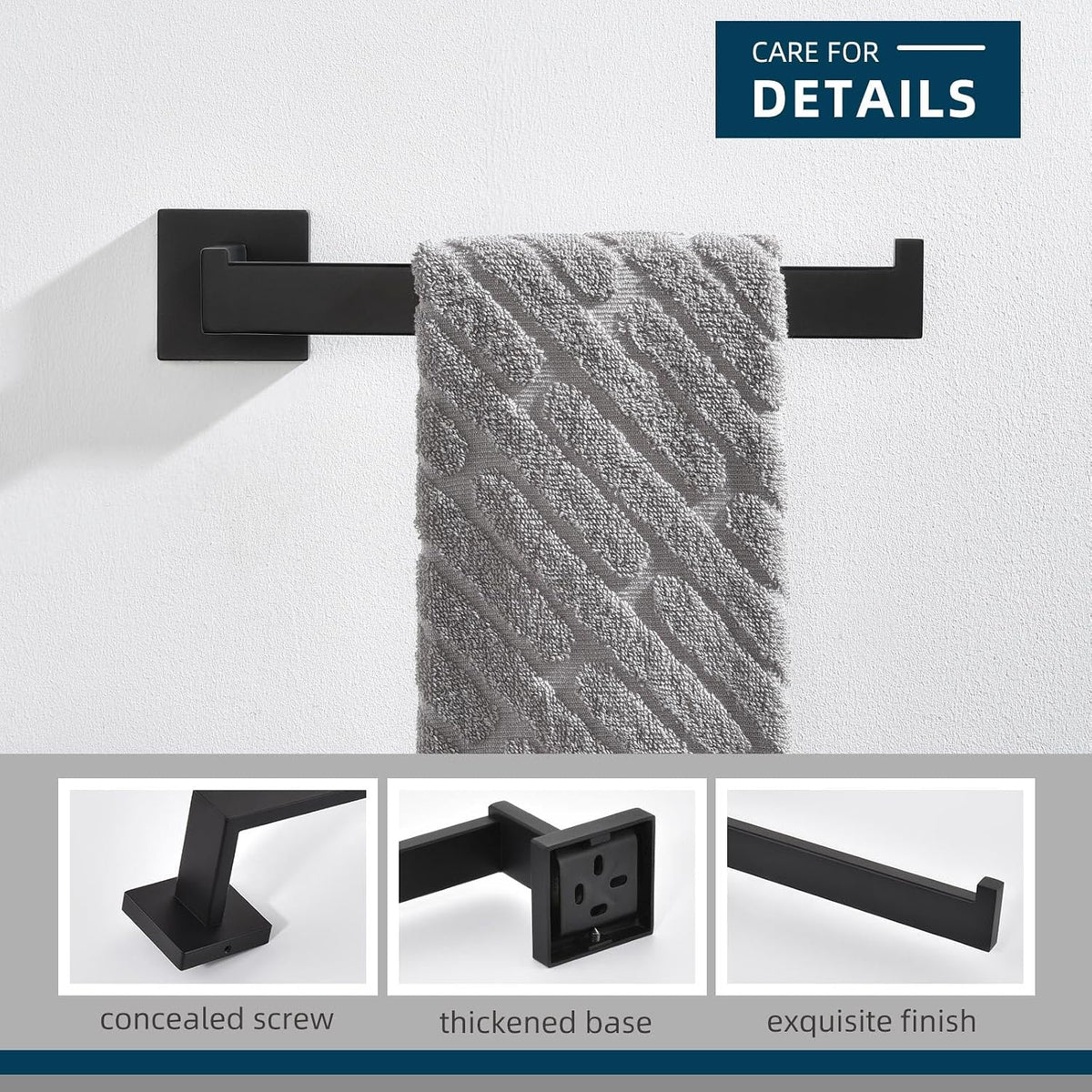 Angle Simple Bathroom Towel Holder Matte Black, 10.24-Inch Hand Towel Rack