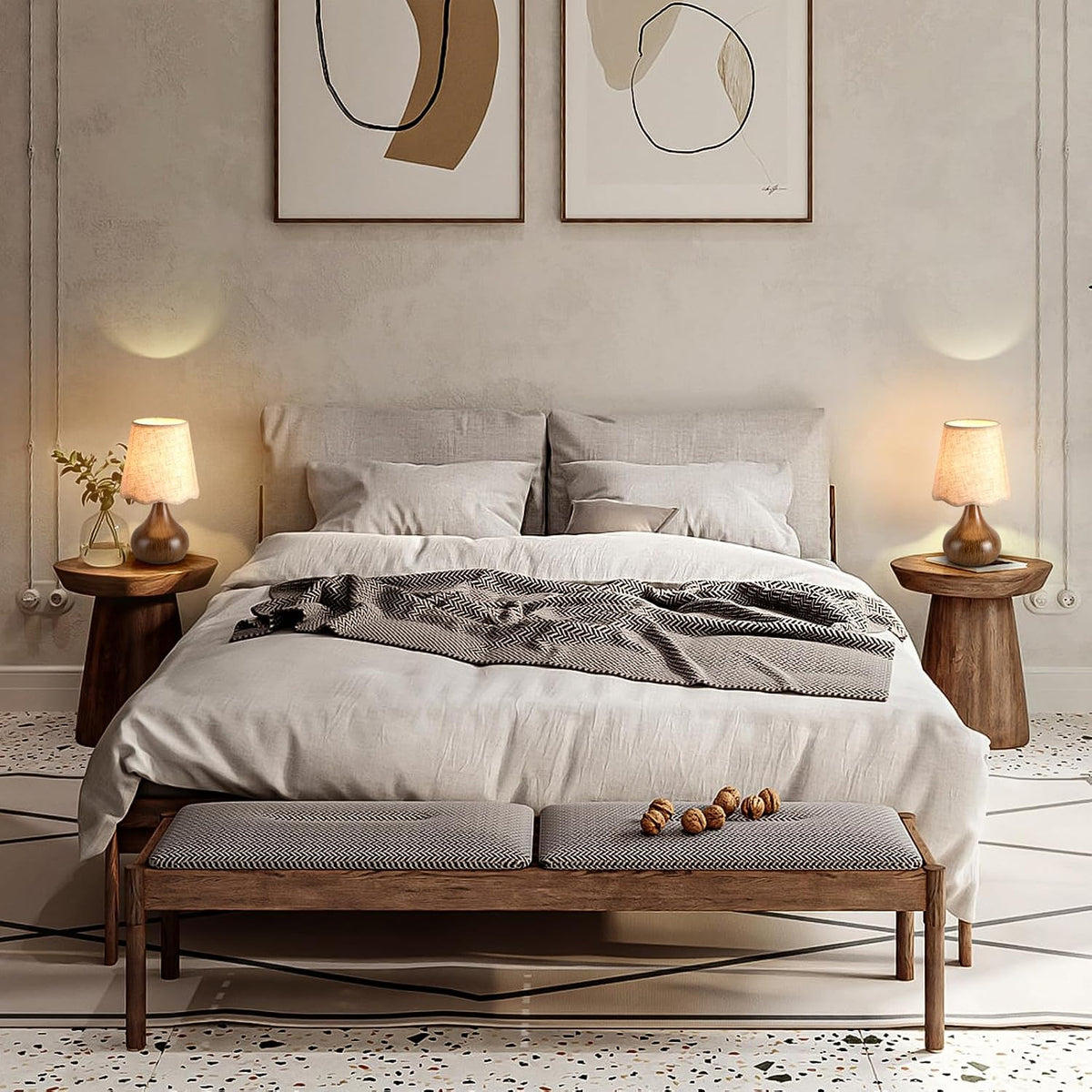 Ziqqeelam Wood Grain Small Table Lamp, Farmhouse Bedroom Lamps for Bedside Nightstand, Vintage Small Table Lamps for Small Spaces for Kitchen Counter, Home Office, Living Room, Kids Dorm, Bookshelf
