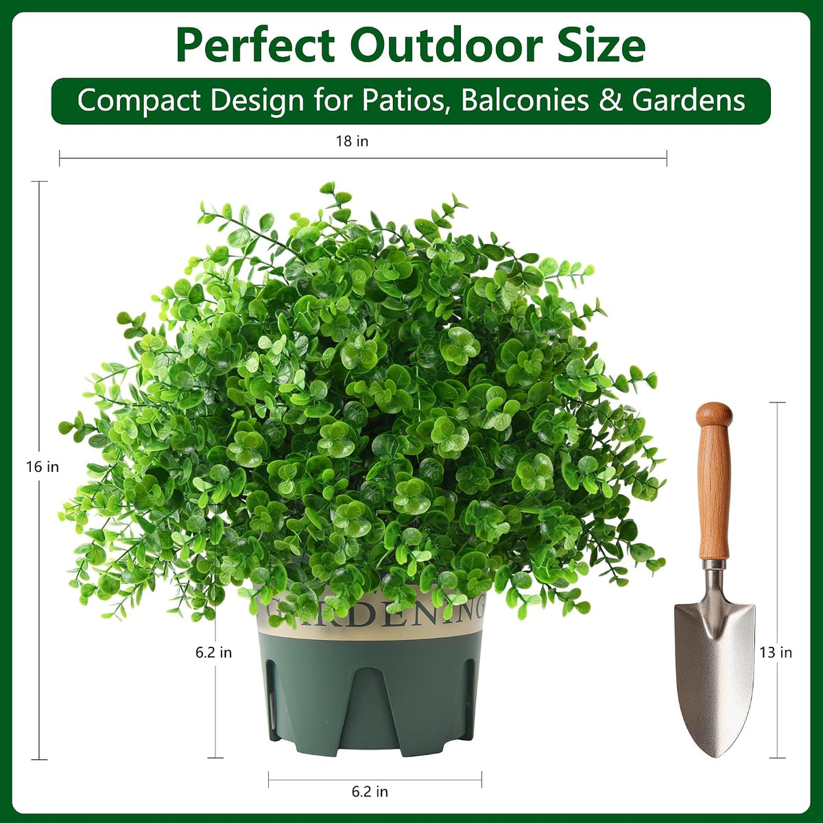 Fake Plants Artificial Boxwood Topiary, 2 Pack Artificial Plants Outdoor with Pot UV-Resistant Faux Plants Look Real Front Porch Farmhouse Garden Patio Yard Decor