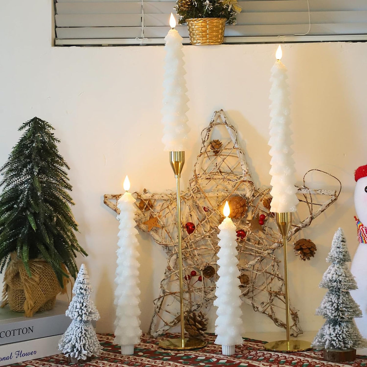 MUMCHASI Christmas Decorations, Christmas Tree Flameless Taper Candles