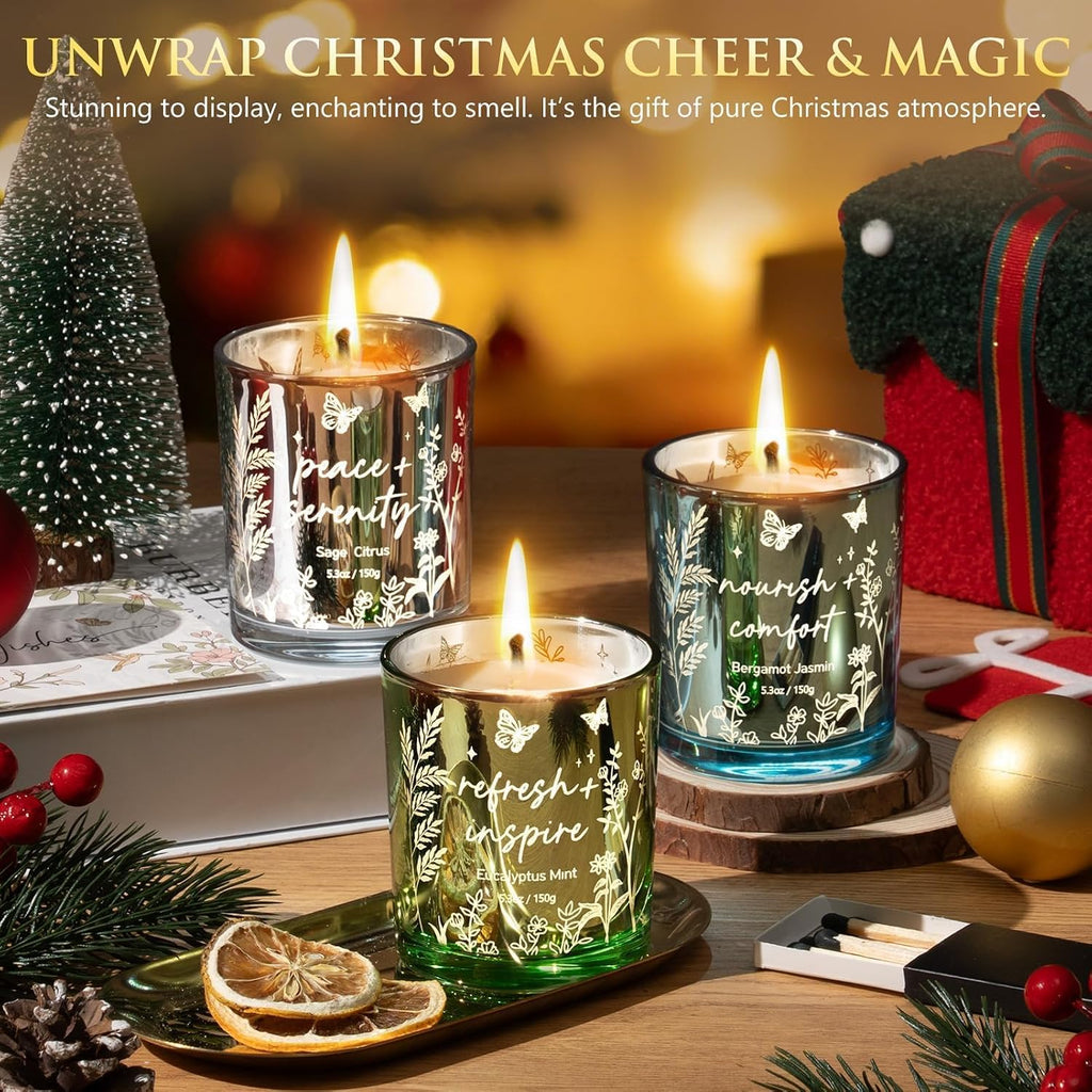 Scented Candles for Women, 3 Pack Soy Wax Candle Gift Sets for Home Scented
