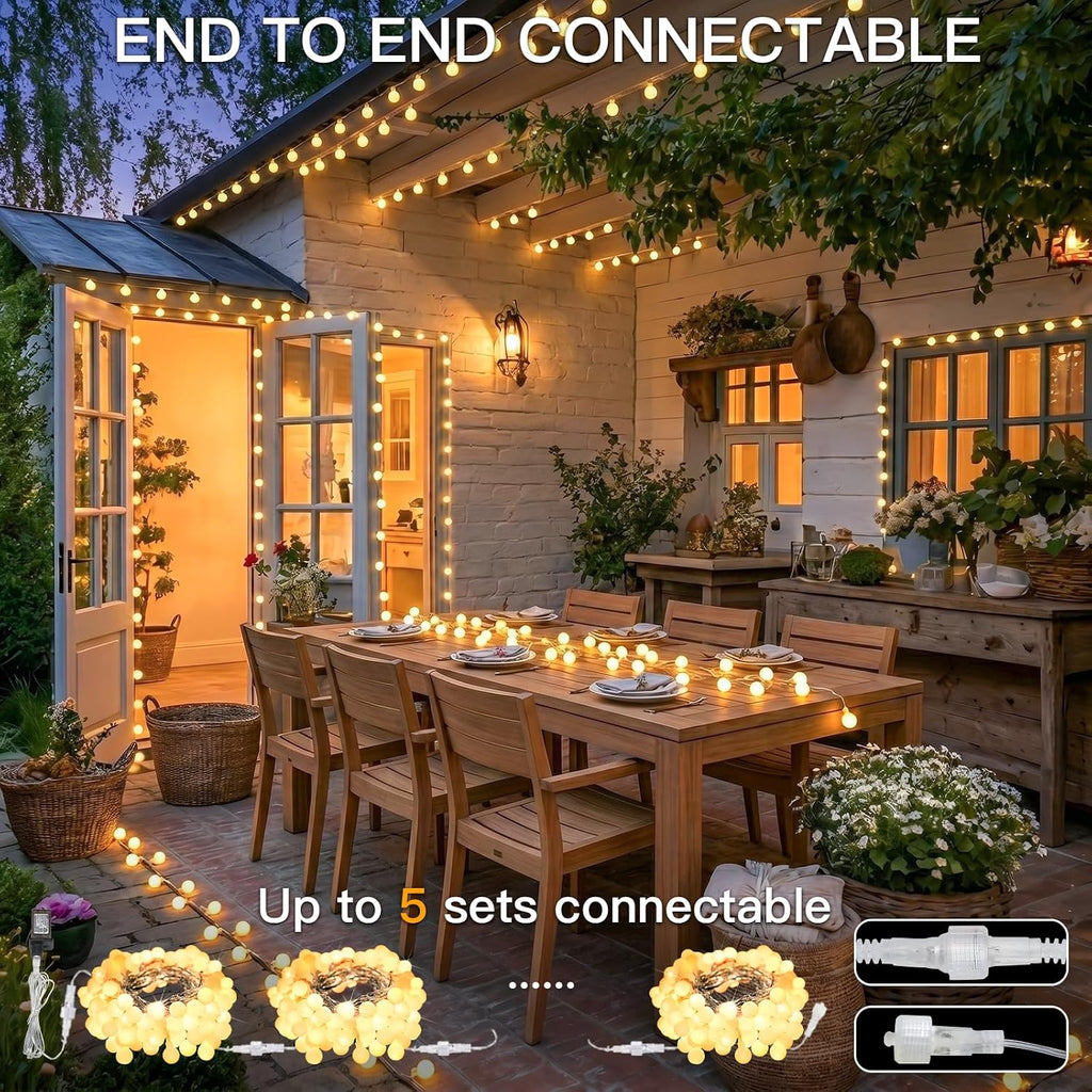 suddus 76ft Connectable Globe String Lights Plug in Remote Warm White