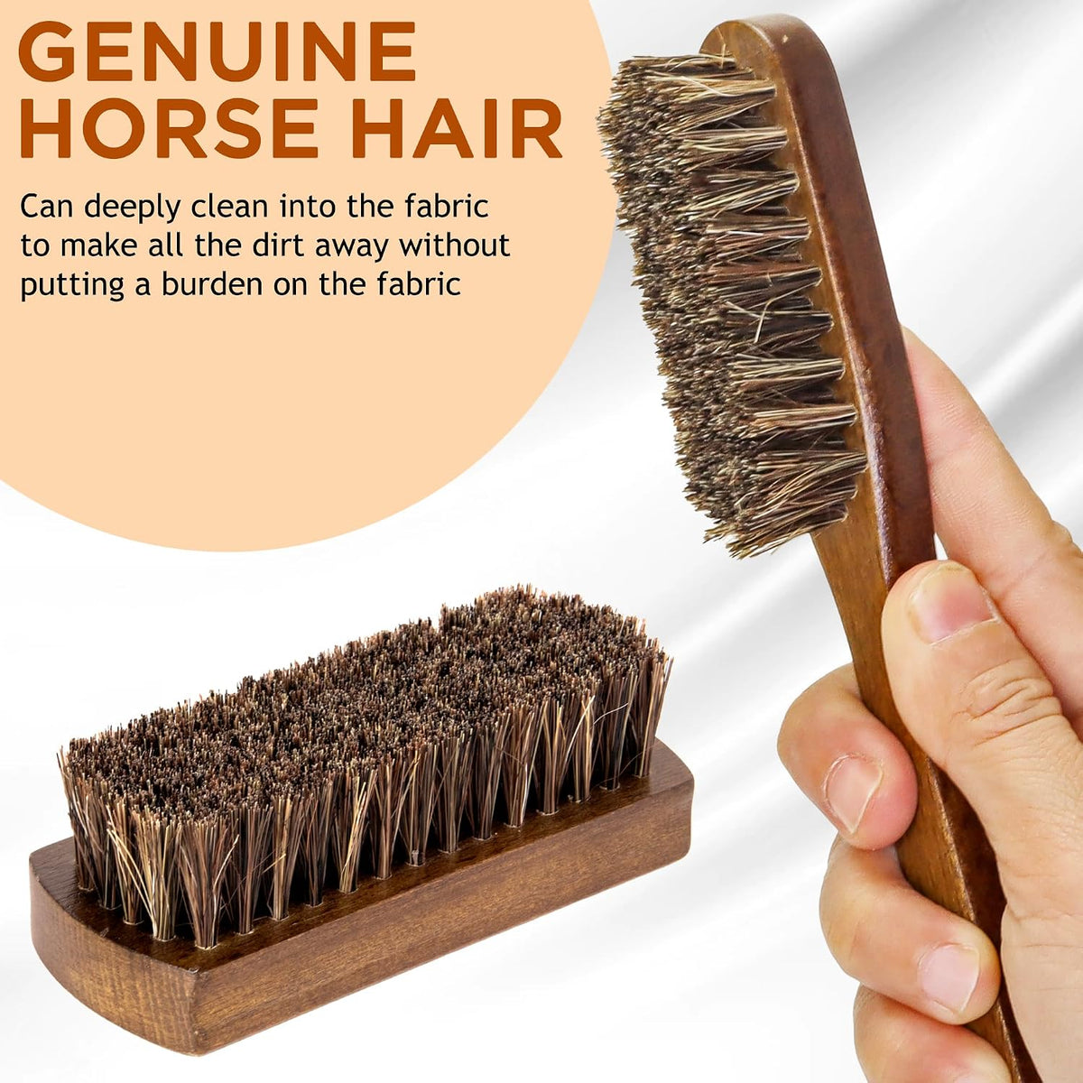 TAKAVU Horse Hair Laundry Brush Set of 2, Soft Natural Bristle