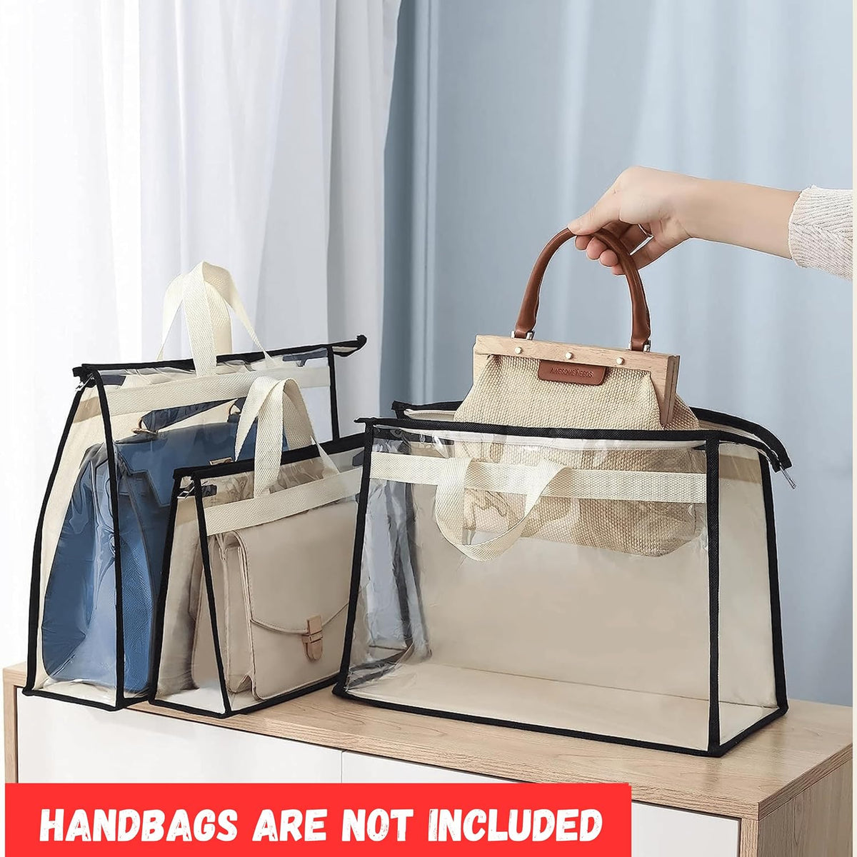 Foldable Handbag Hanging Organizer Space-Saving, Dust-Proof Purse & Clutch Storage Bag for Wardrobe & Closet Durable & Convenient Ladies Handbag Pouch Organizer