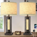 TOBUSA 26" Bronze Farmhouse Table Lamps Set of 2 with Crystal Night Light