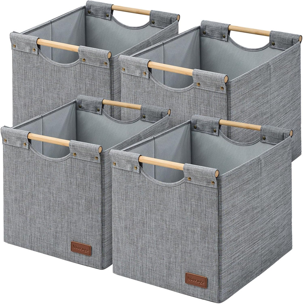 KAKAMAY Cube Storage Bin 13x15x13 Storage Cubes for Kallax 4-Pack Grey