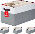 4 Pack Large Closet Storage Baskets Bins for Shelves | Fabric Closet Organizers and Storage with Handles Home Organization | Decorative Collapsible Baskets for Organizing Clothes Toy Nursery 14"x10"