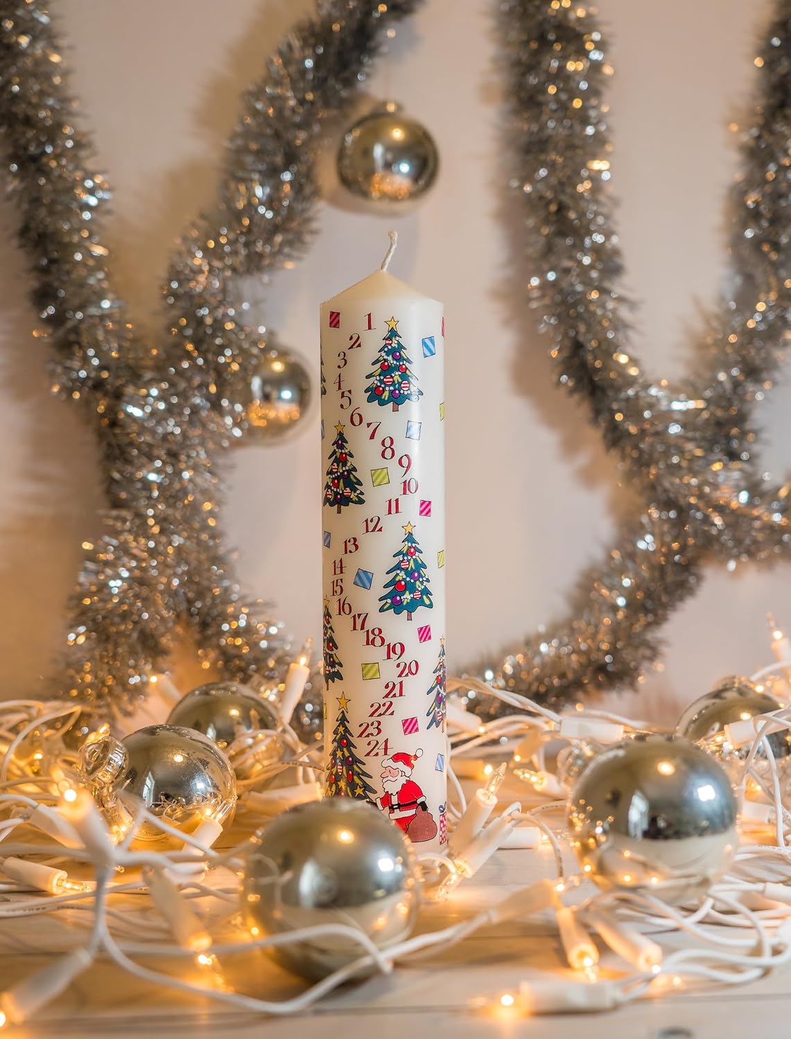 Alison Gardiner Christmas Trees Pillar Candle, 50hr Burn, Unscented