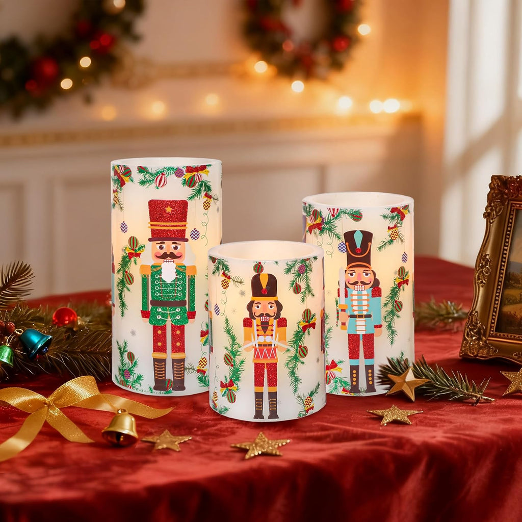 Crystal Club Christmas Flameless Candles, Nutcracker LED Candle with Remote
